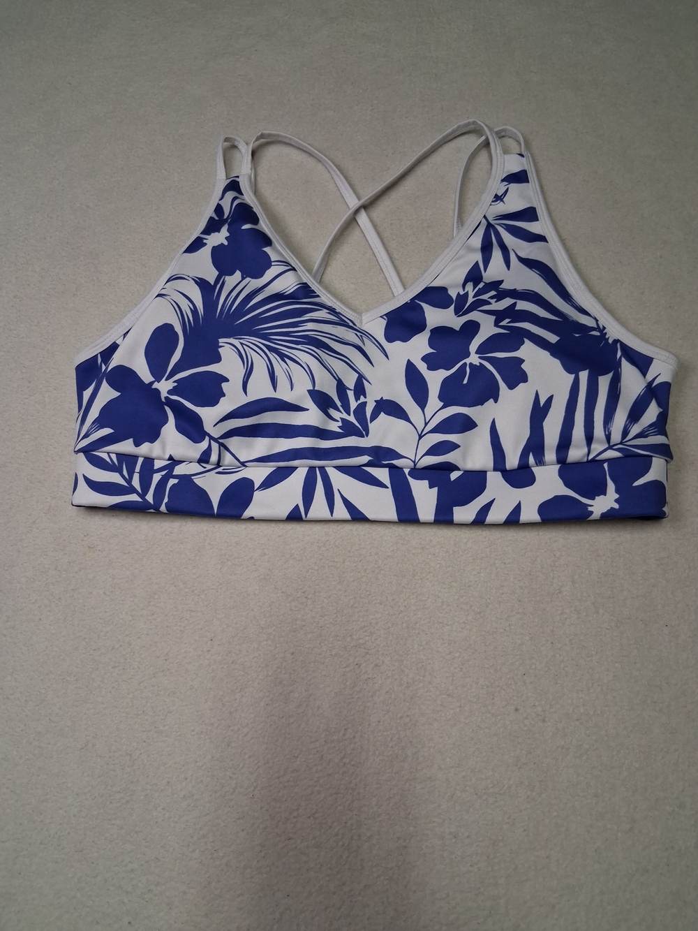 Avia White & Blue Floral Strappy Sports Bra